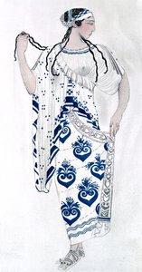 Figurino de Ida Rubinstein como Helen no balé Helen de Sparta, 1912 de Leon Bakst