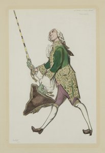 Figurino de Rinaldo no balé As senhoras bem-humoradas de Scarlatti, 1917 de Leon Bakst