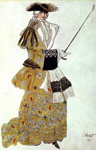 Desenho de figurino para The Baroness Hunting, de Sleeping Beauty de Leon Bakst