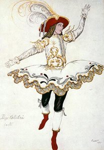 Desenho de figurino para The Pageboy of the Fairy Humming Bird, de Sleeping Beauty de Leon Bakst