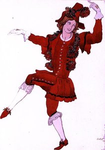 Desenho de figurino para um Pageboy of the Fairy Mountain-Ash, de Sleeping Beauty de Leon Bakst
