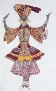 Figurino para o Deus do Ballet Azul de R. Hahn, 1912 de Leon Bakst