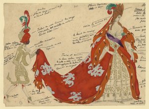 Figurino do balé A Bela Adormecida de P. Tchaikovsky de Leon Bakst