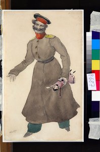 Desenho de figurino para o balé The Fairy Doll by J. Bayer de Leon Bakst