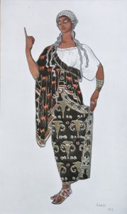 Figurino da ópera Fedra de Ildebrando Pizzetti, 1917 de Leon Bakst