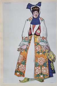 Figurino da ópera Sadko de N. Rimsky-Korsakov, 1917 de Leon Bakst