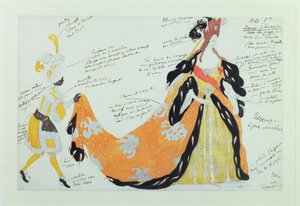Traje para Lady e sua página, para balé Diaghilev (wc) de Leon Bakst