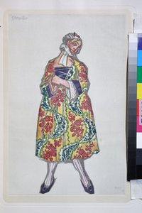 Roupa para o ballet "les femmes de bonne humeur" dirigido por Carlo Goldoni de Leon Bakst
