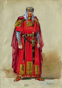 Príncipe Medieval, desenho de figurino (aquarela e guache sobre papel) de Leon Bakst
