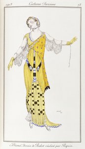Roupas parisienses: desenho de Dione de Bakst executado por Paquin, 1913 de Leon Bakst