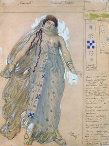 Phaedra. Figurino do drama Hipólito de Eurípides, 1902 de Leon Bakst