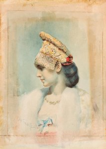 Retrato de uma garota vestindo uma Kokoshnik de Leon Bakst