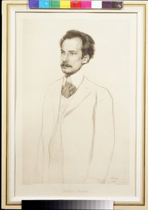 Retrato do poeta Andrei Bely (Andre Biely) (1880-1934) par Bakst, Leon (1866-1924). Litografia de Leon Bakst