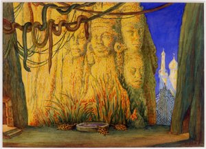 Cenografia para o Deus do Ballet Azul de R. Hahn, 1911 de Leon Bakst