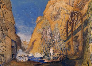 Palco para o &39;Dieu Bleu&39;, de Reynaldo Hahn (1845-1947) 1911 de Leon Bakst