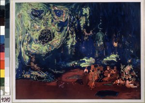 decoração para o ballet "Scheherazade" dirigido por Nicolas (Nikolai) Rimski Korsakov (Rimski-Korsakov) (1844-1908) de Leon Bakst