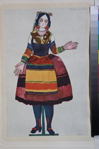 a boneca italiana, figurino para o ballet "La Boutique Fantasque" dirigido por Gioachino Rossini de Leon Bakst