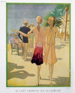 Pessoas da moda a passear no Croisette Promenade em Cannes, ilustração da revista 