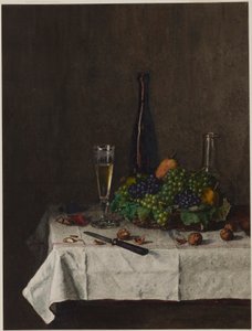 Natureza-morta com cesto de uvas de Léon Bonvin
