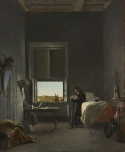 O artista em seu quarto na Villa Medici, Roma de Léon Cogniet