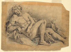 Desenho, Baco dormindo (segundo Poussin), 1886-92 de Leon Dabo