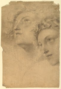 Desenho, Duas cabeças femininas, 1886-92 de Leon Dabo