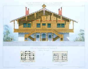 Villa Convalescente do Dr. R, de "Casas da Cidade e do Campo Baseadas nas Casas Modernas de Paris", c.1864 de Leon Isabey