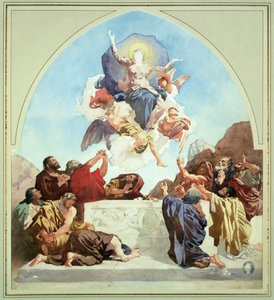 Estudo para a Assunção da Virgem (lápis e aguarela sobre papel) de Leon Joseph Florentin Bonnat