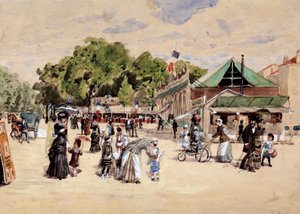 O passeio até ao recinto da feira. Pintura de Leon Joseph Voirin (1833-1887) de Leon Joseph Voirin
