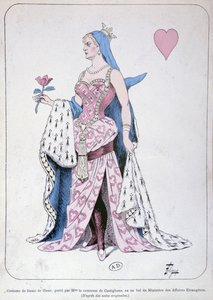 La Castiglione vestida como a rainha dos corações para um baile no Ministério das Relações Exteriores em Paris