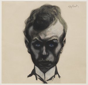 Auto-retrato, c.1903 (pincel & tinta preta e pastel sobre papel tecido de creme) de Leon Spilliaert