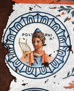 Polimnia, Musa da Canção Sagrada, Canto, Oratório e Retórica (gravação a cores) de Leon de (after) Laborde
