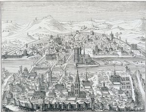 Grande vue en perspective de Paris em 1607, baseado na gravura de Léonard Gaultier. de Leonard Gaultier