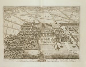 Badminton House no Condado de Gloucester, gravado por Johannes Kip (c.1652-1722) (ver também 192765)