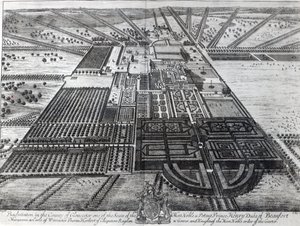 Badminton House no Condado de Gloucester, gravado por Johannes Kip