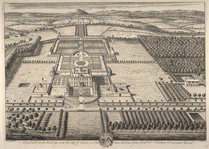Eaton Hall no rio Dee, perto da cidade de Chester em Cheshire, a sede do honorável Sir Thomas Grosvenor (gravura)