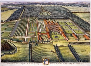 Hutton Hall, no condado de Cumberland, gravado por Johannes Kip (c.1652-1722)