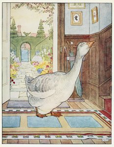 Goosey, Goosey Gander, Onde Devo Vaguear?, de A Nursery Rhyme Picture Book, pub. 1914 (colour litho) de Leonard Leslie Brooke