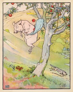 Ilustração para Os Três Porquinhos (litografia a cores) de Leonard Leslie Brooke
