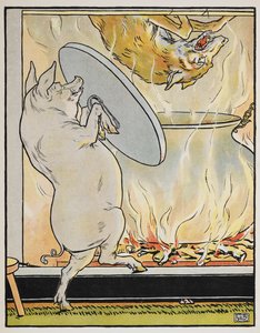 Ilustração para o conto "Os Três Porquinhos" de Leonard Leslie Brooke
