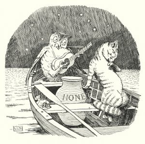 A Coruja e o Gatinho (litho) de Leonard Leslie Brooke