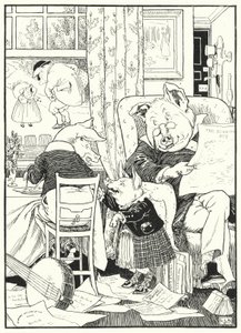 Os cinco porcos (gravura) de Leonard Leslie Brooke