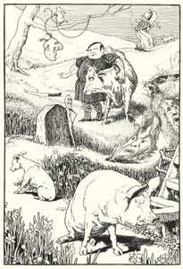 A velha mulher e o seu porco (gravura) de Leonard Leslie Brooke