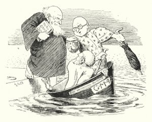 Três sábios de Gotham, foram para o mar em uma tigela (gravura) de Leonard Leslie Brooke