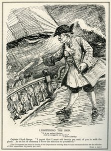Os departamentos governamentais são instruídos por Lloyd George para fazer cortes no gasto de 20%, 1921 de Leonard Raven Hill