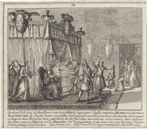A morte de Pedro, o Grande, em 8 de fevereiro de 1725, 1727 de Leonard Schenk