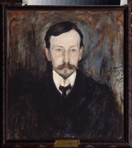 Retrato do Autor Ivan A Bunin (1870-1945) - Pintura de Leonard Viktorovich Turzhansky (1875-1945), óleo sobre tela de Leonard Viktorovich Turzhansky
