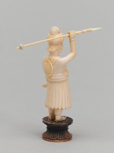 Peão preto, peça de xadrez, Índia, 1820 por volta de de Leonard Wells Volk