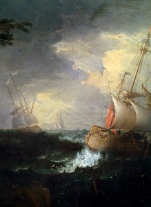 Mar tempestuoso, c1700-1750. Detalhe.