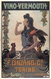 Publicidade a vinho-vermute, c.1900 (gravura) de Leonardo Roda